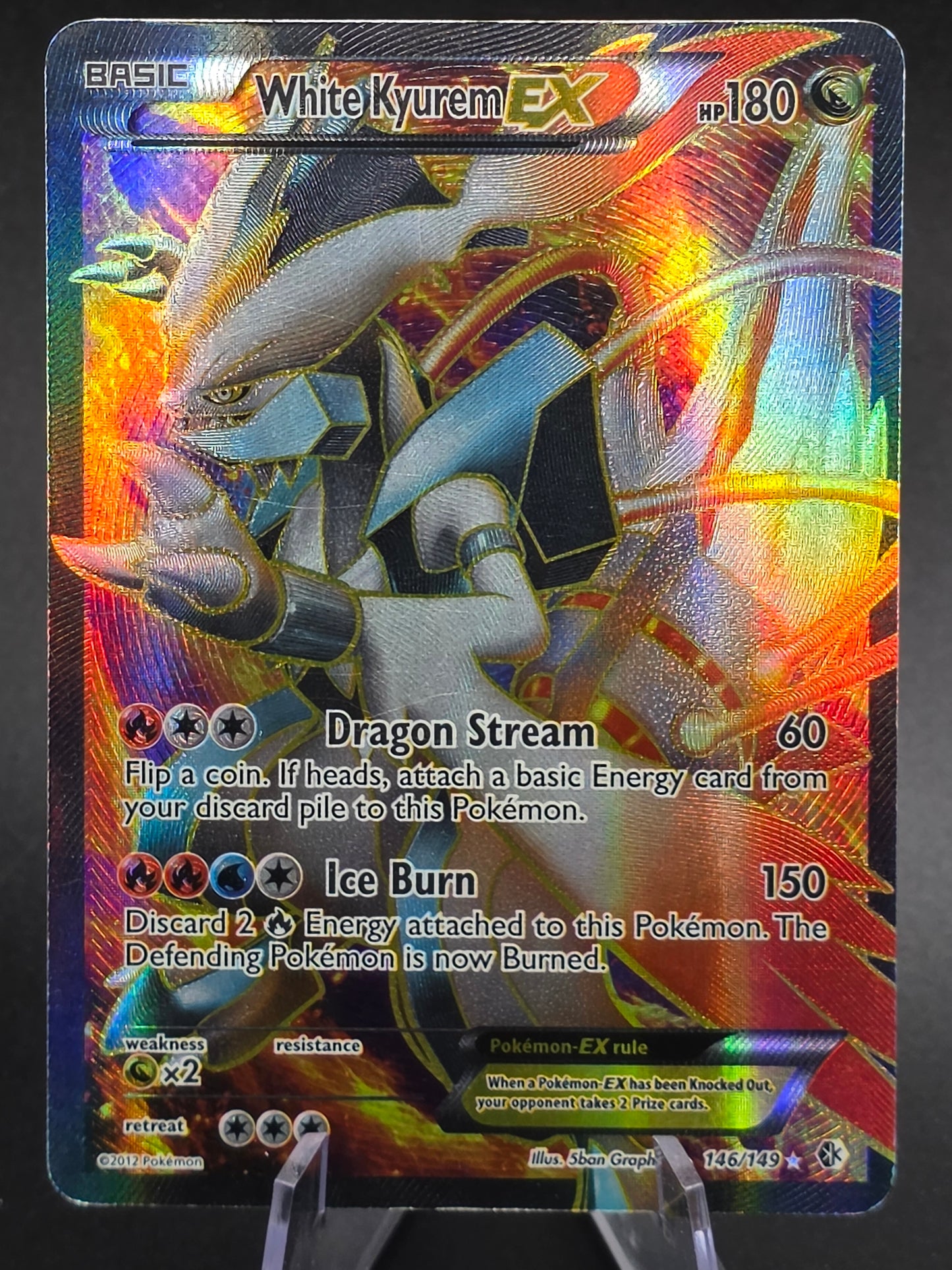 White Kyurem EX Full Art Holo Card 146/149 Boundaries Crossed Ultra Rare MP/HP BACK