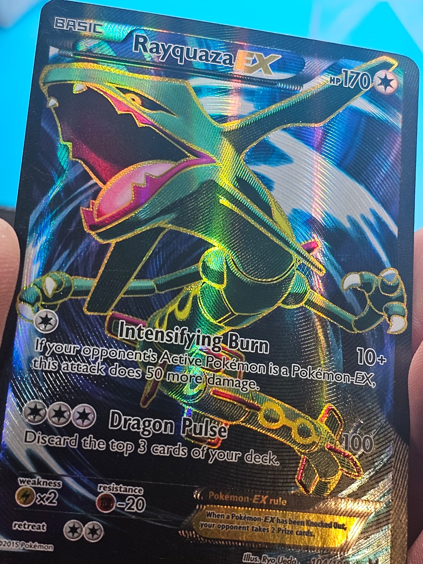 Rayquaza EX Full Art Ultra Rare Holo Card Roaring Skies 2015 104/108