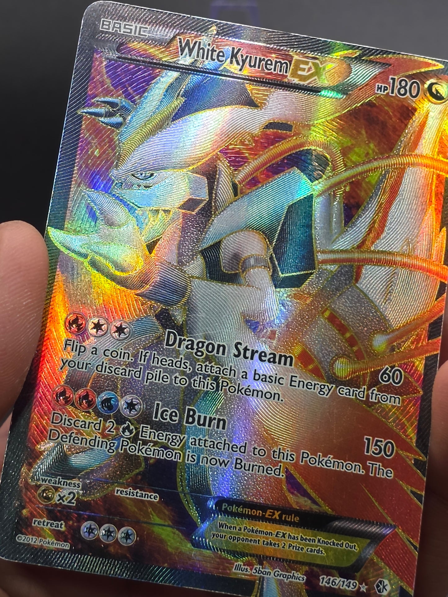 White Kyurem EX Full Art Holo Card 146/149 Boundaries Crossed Ultra Rare MP/HP BACK