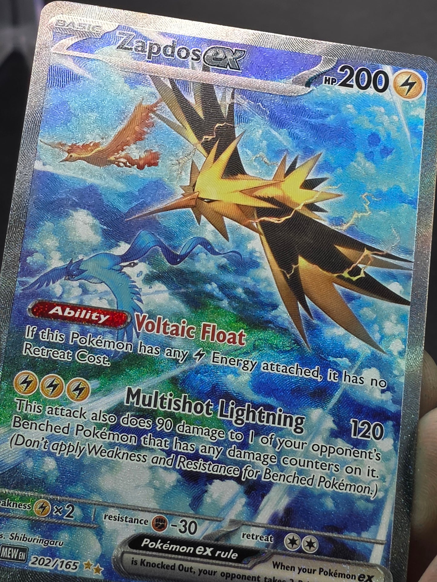 Zapdos ex 202/165 Sv: Scarlet & Violet 151 Pokemon Card TCG Illustration Rare NM/M