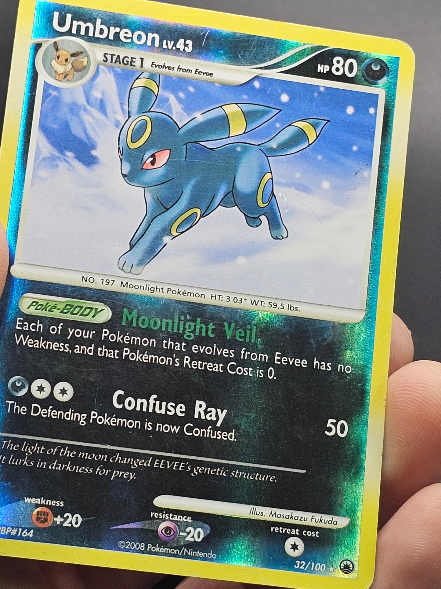 Umbreon Reverse Holo Rare Majestic Dawn 32/100 Pokemon Card - LP