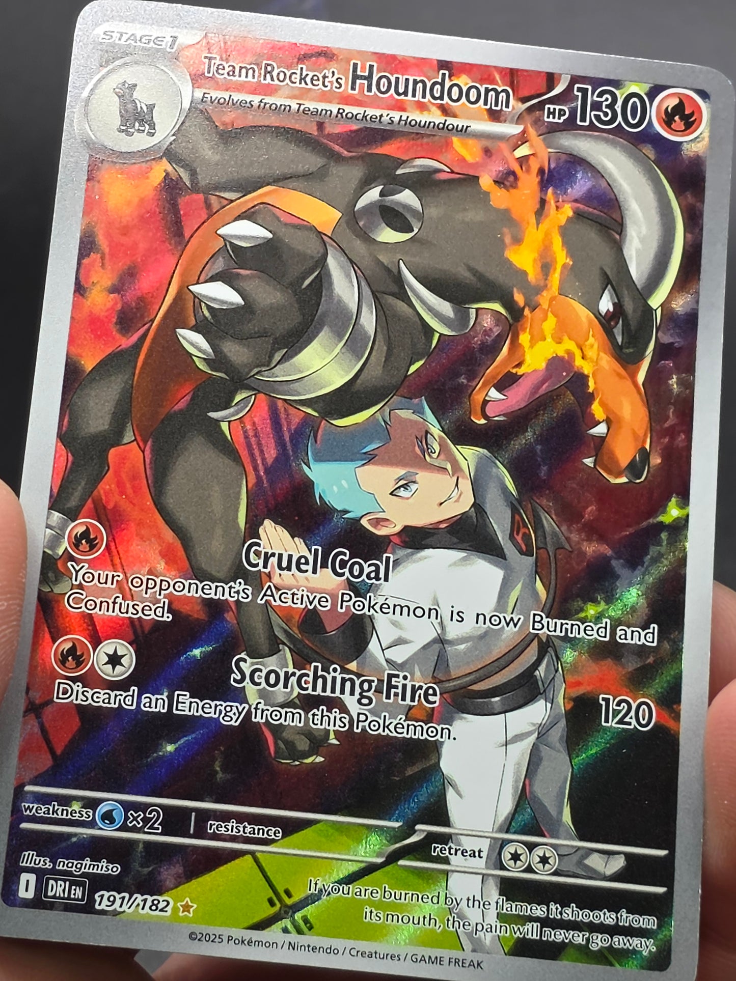 Team Rocket's Houndoom 191/182 Sv10: Destined Rivals Holo Pokemon SIR Card 191/182