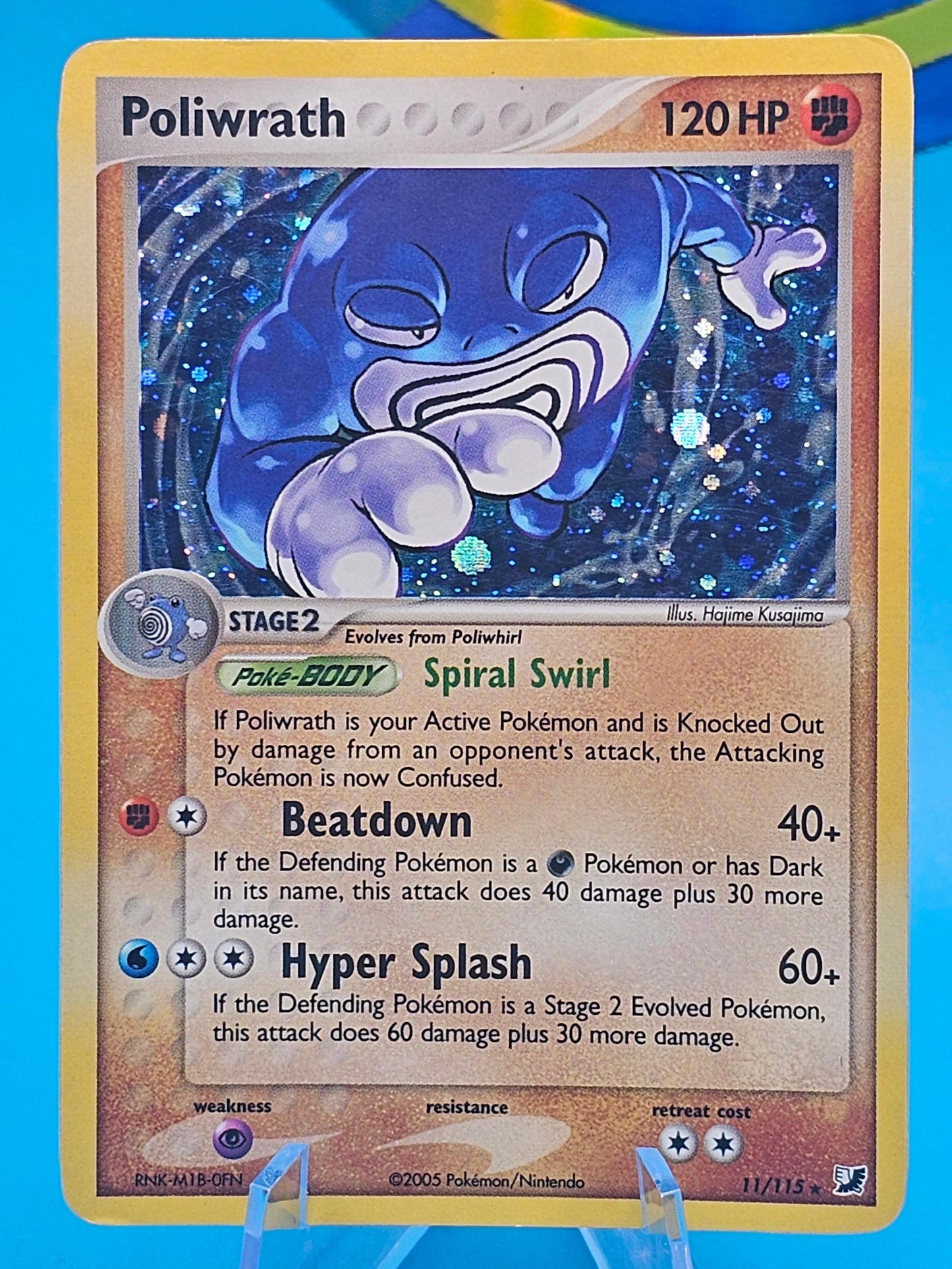 Poliwrath 11/115 EX Unseen Forces Holo Rare 2005 Vintage Pokemon TCG Card LP 11/115