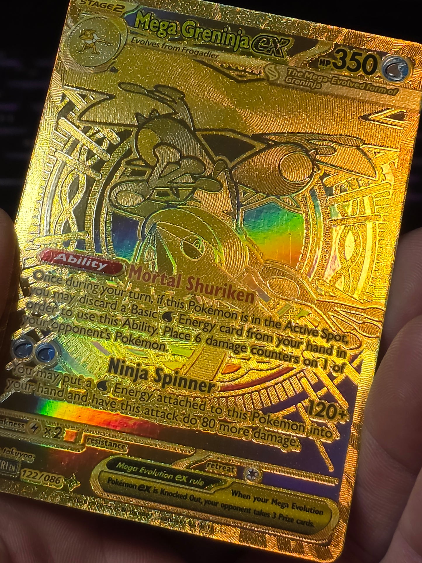 Mega Greninja ex 122/086 Gold Hyper Rare Pokémon Chaos Rising