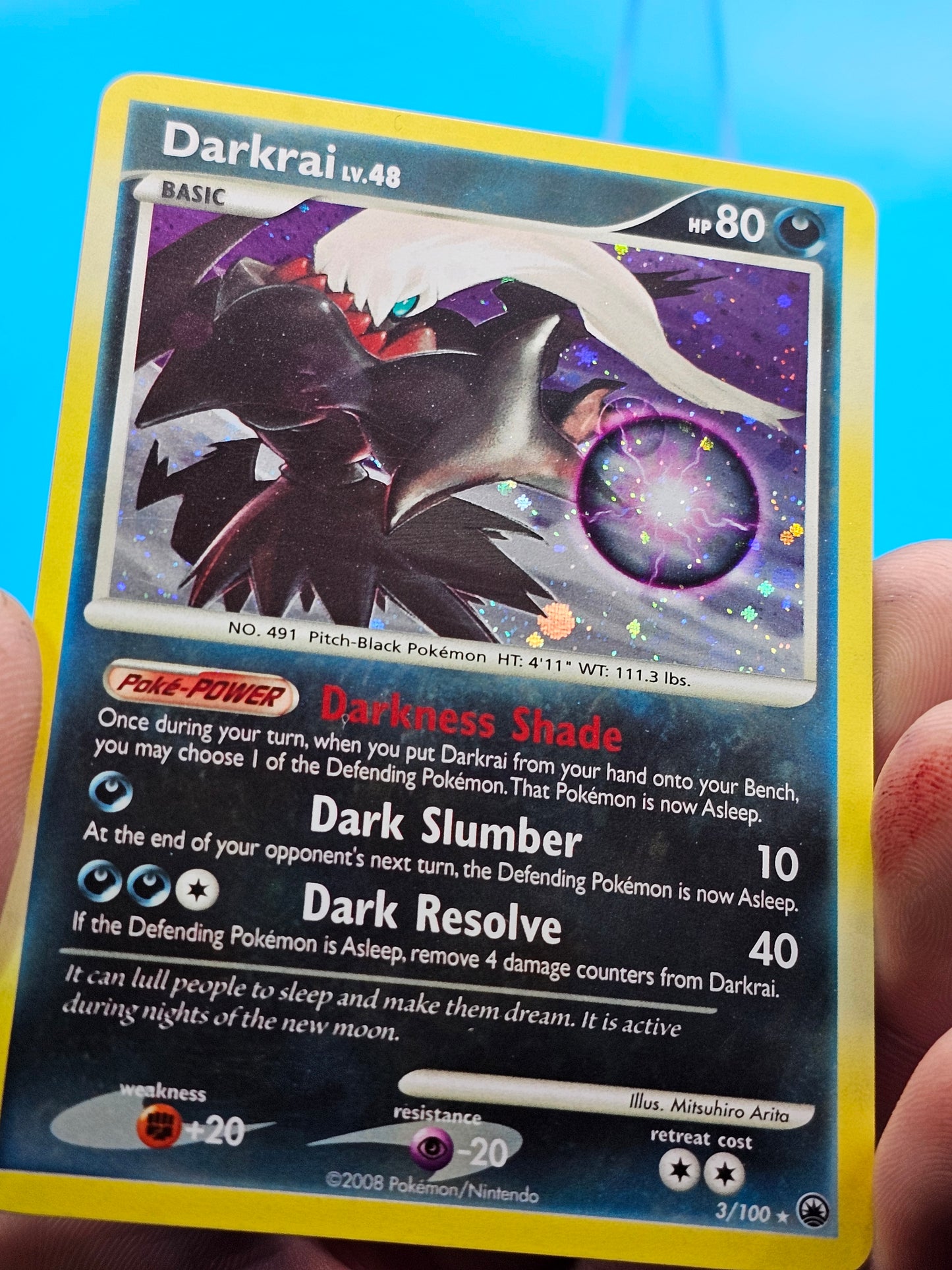 Darkrai 3/100 HOLO Rare Majestic Dawn Pokémon Card 3/100