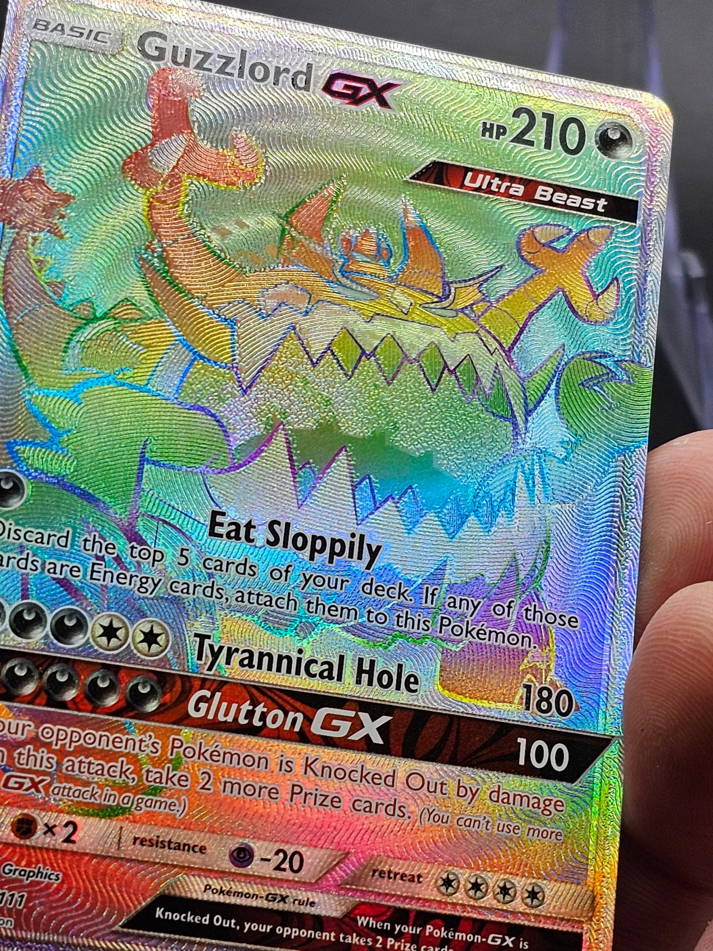 Guzzlord GX 116/111 Rainbow Secret Rare Pokémon 2017 Crimson Invasion - NM