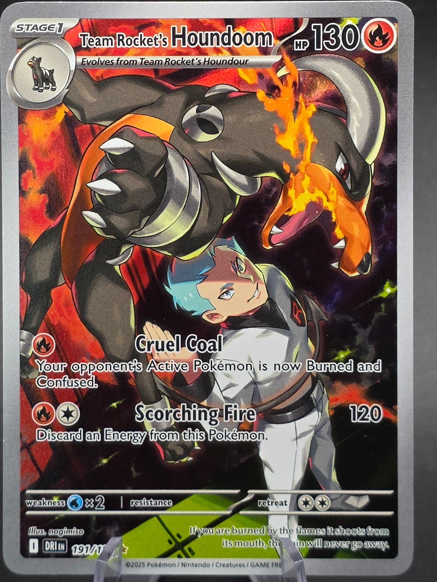 Team Rocket's Houndoom 191/182 Sv10: Destined Rivals Holo Pokemon SIR Card 191/182