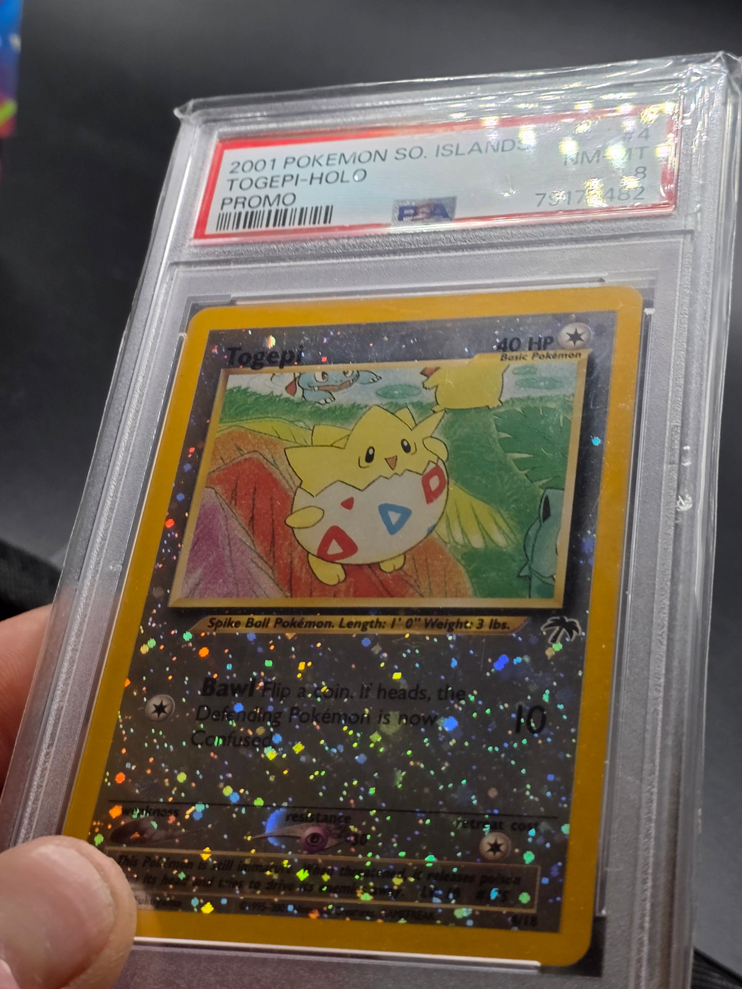 Togepi Southern Islands Promo Partial Swirl Holo Pokemon Card PSA 8 NM-MT 4/18