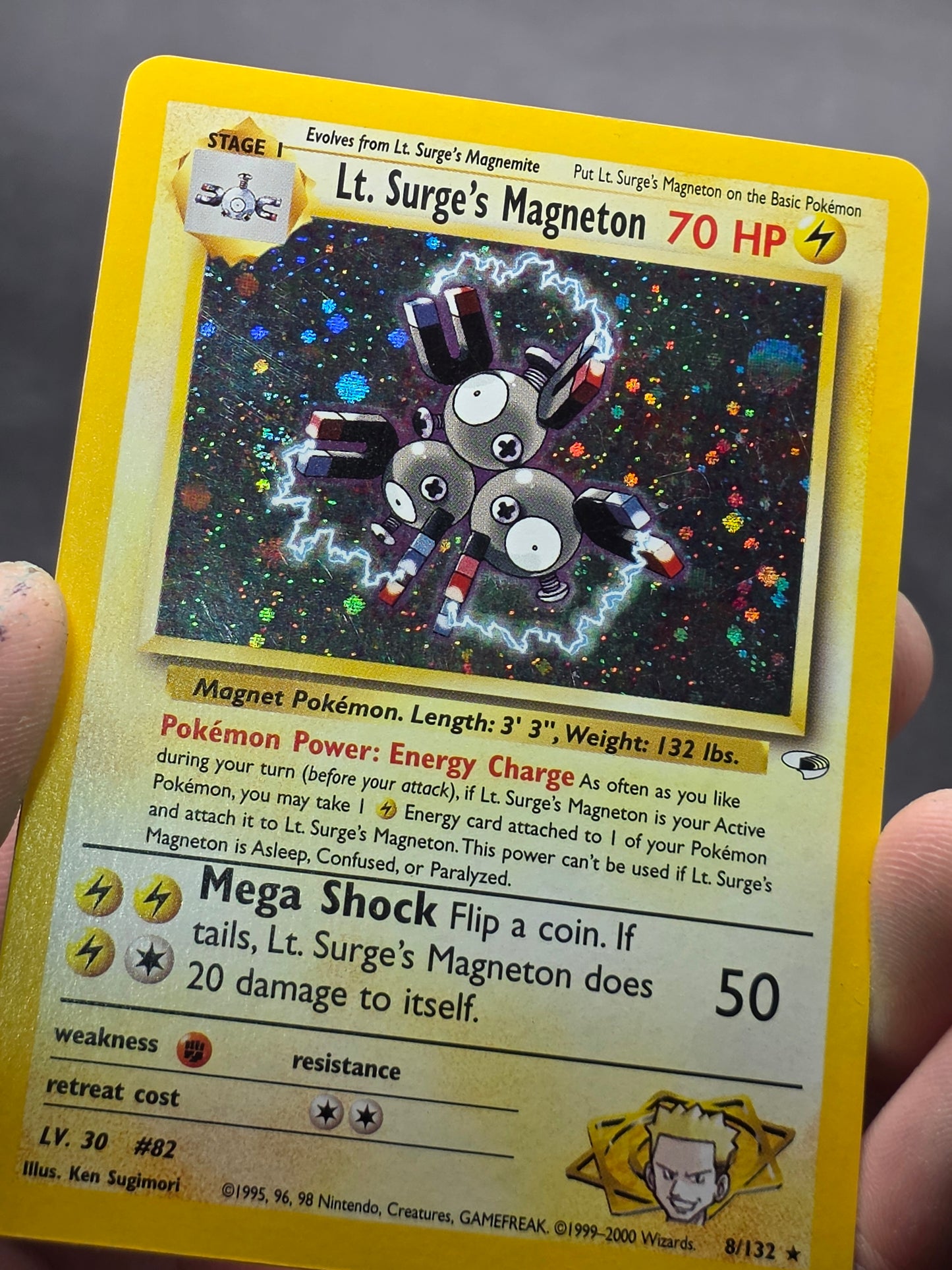 Lt. Surge’s Magneton 8/132 Gym Heroes Holo Rare WOTC 1999 LP