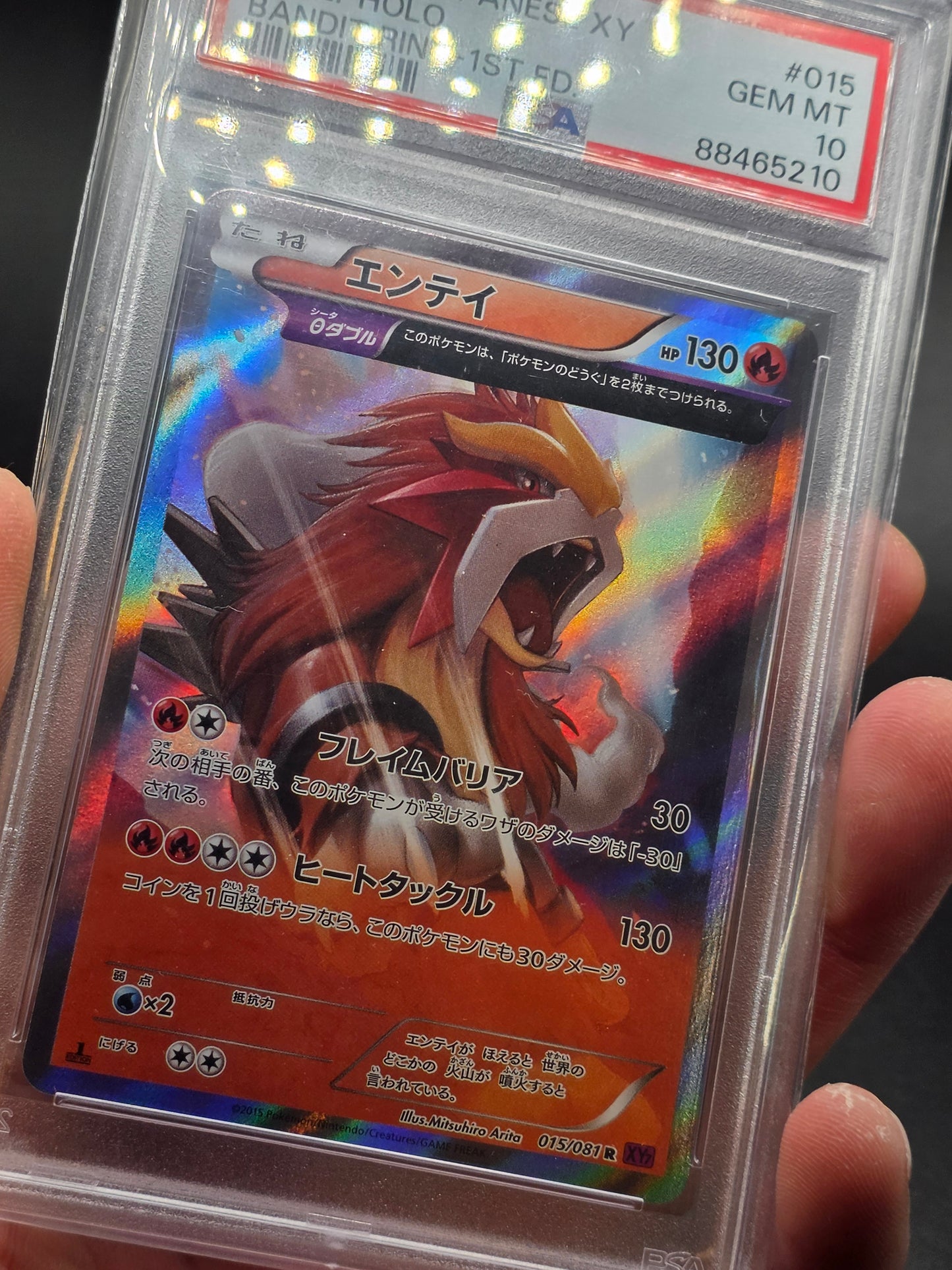 Entei 015/081 Bandit Ring Holo 1st ED 2015 Japanese Card PSA 10 Gem Mint