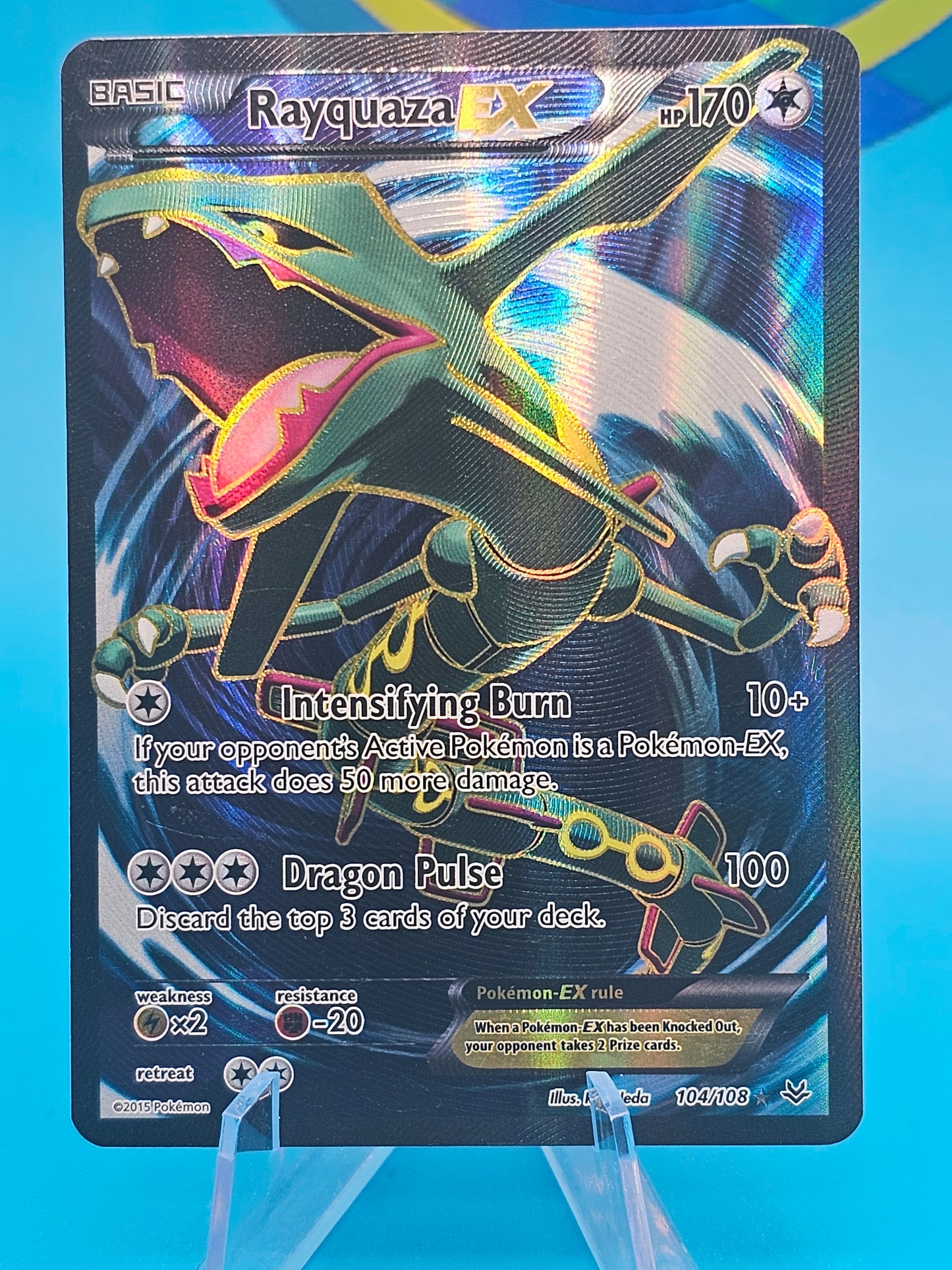 Rayquaza EX Full Art Ultra Rare Holo Card Roaring Skies 2015 104/108