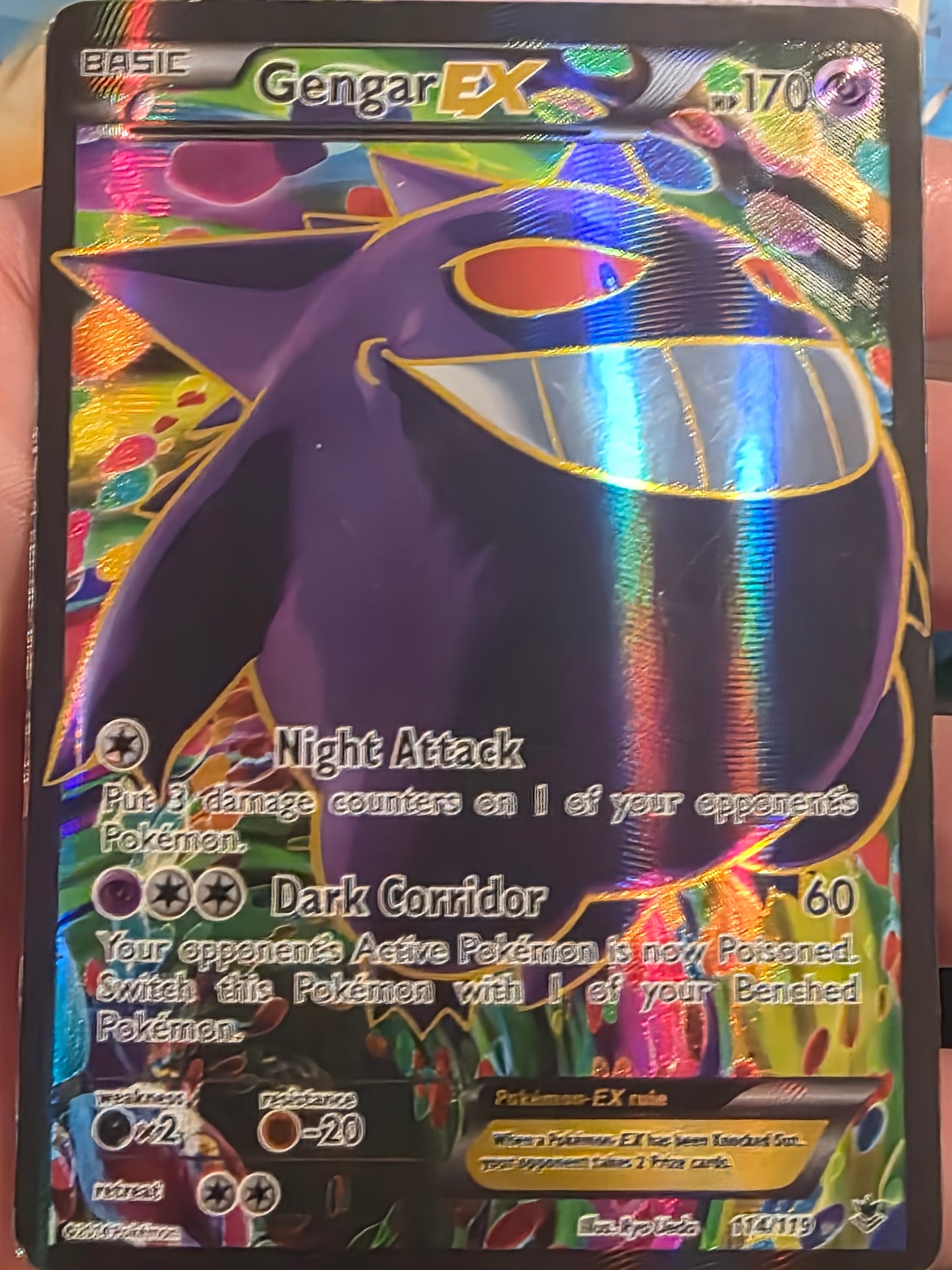 Pokemon TCG Gengar EX 114/119 XY Phantom Forces Full Art English HP Card