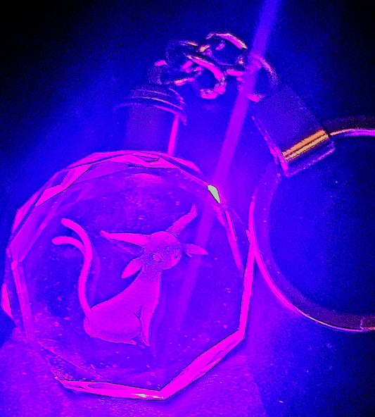 Espeon crystal keychain with built in multicolor led light