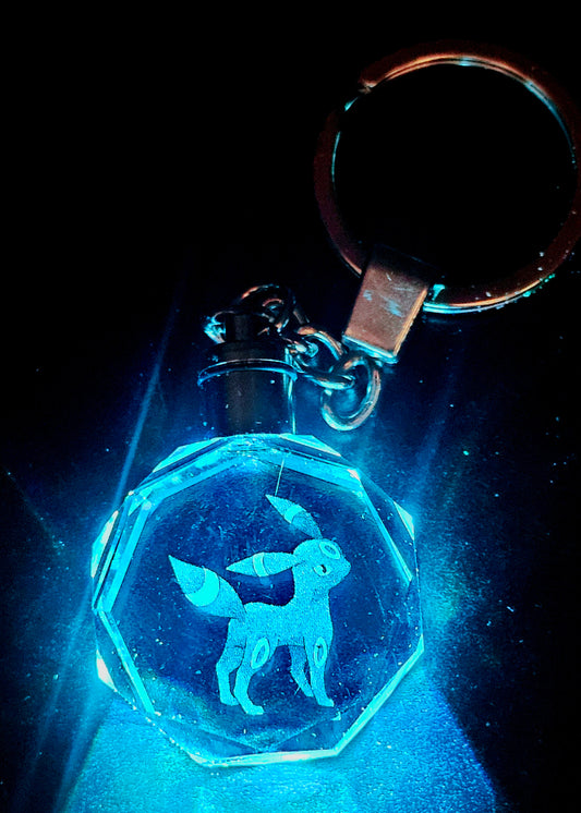 UMBREON Crystal keychain with built in multicolor led light