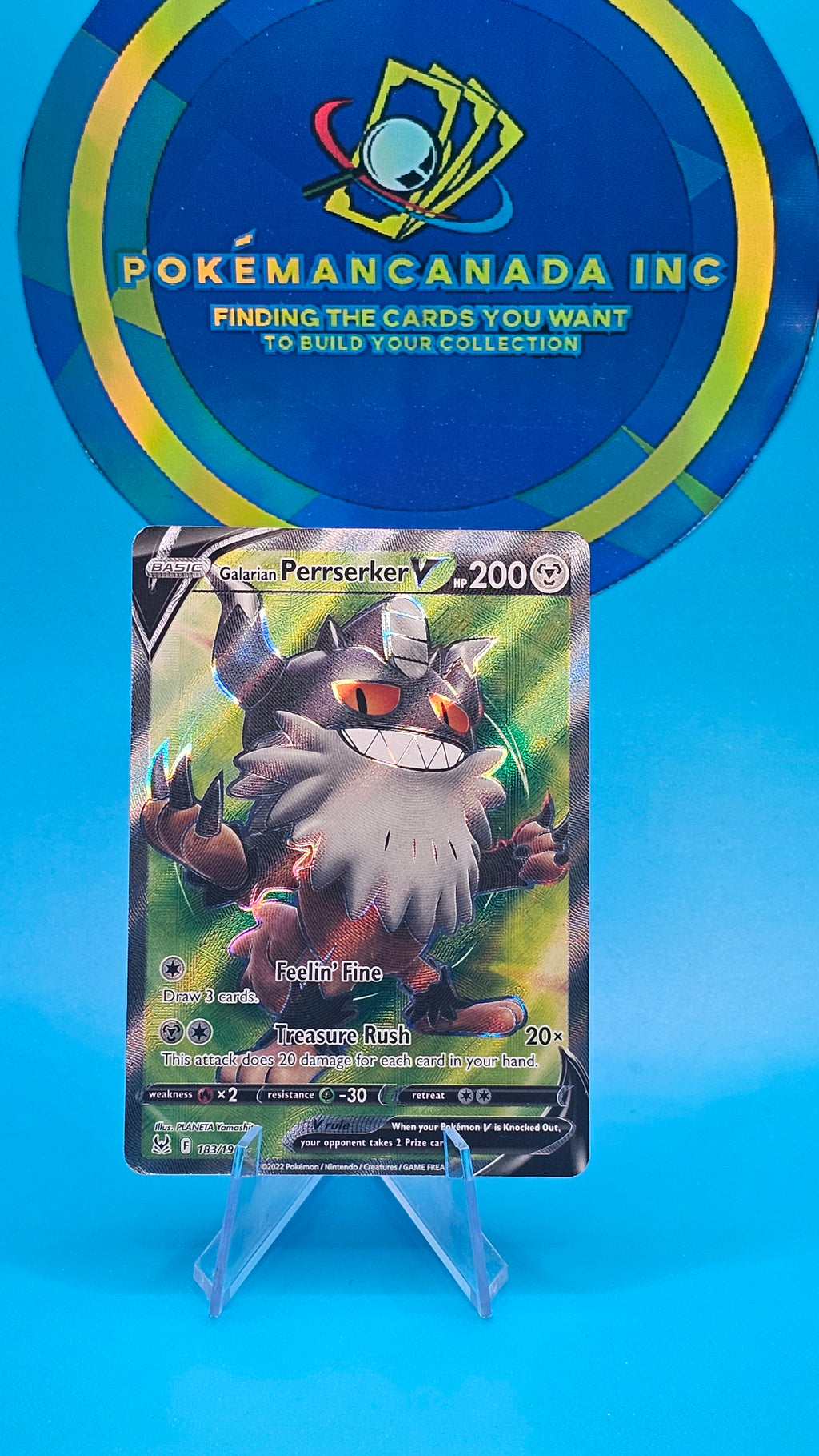 Galarian Perrserker V 183/196 Lost Origin Ultra Rare Holo Pokemon TCG Card NM