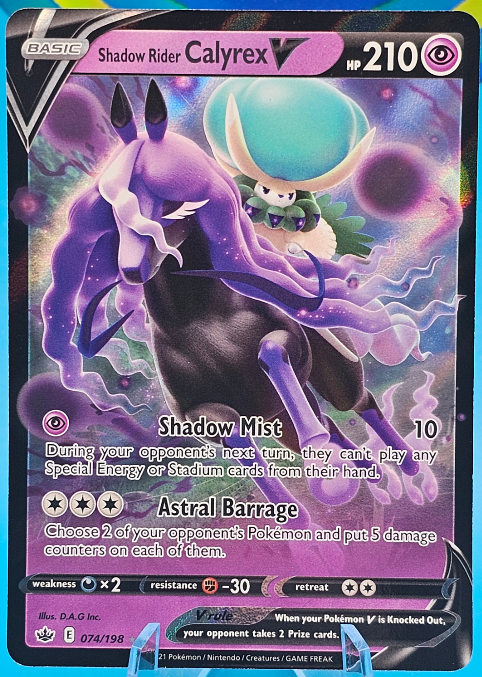 SHADOW RIDER CALYREX V #74 FULL ART RARE NM/M CHILLING REIGN