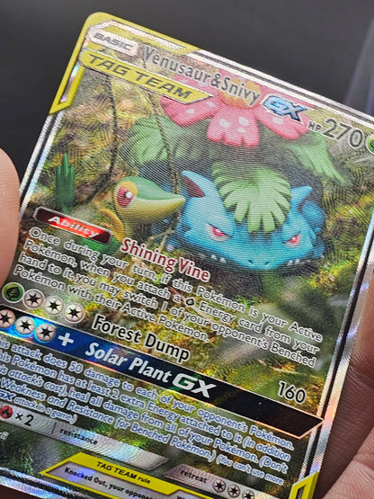Venusaur & Snivy GX SM229 Near Mint Black Star Promo Holo Pokemon 2019 #SM229