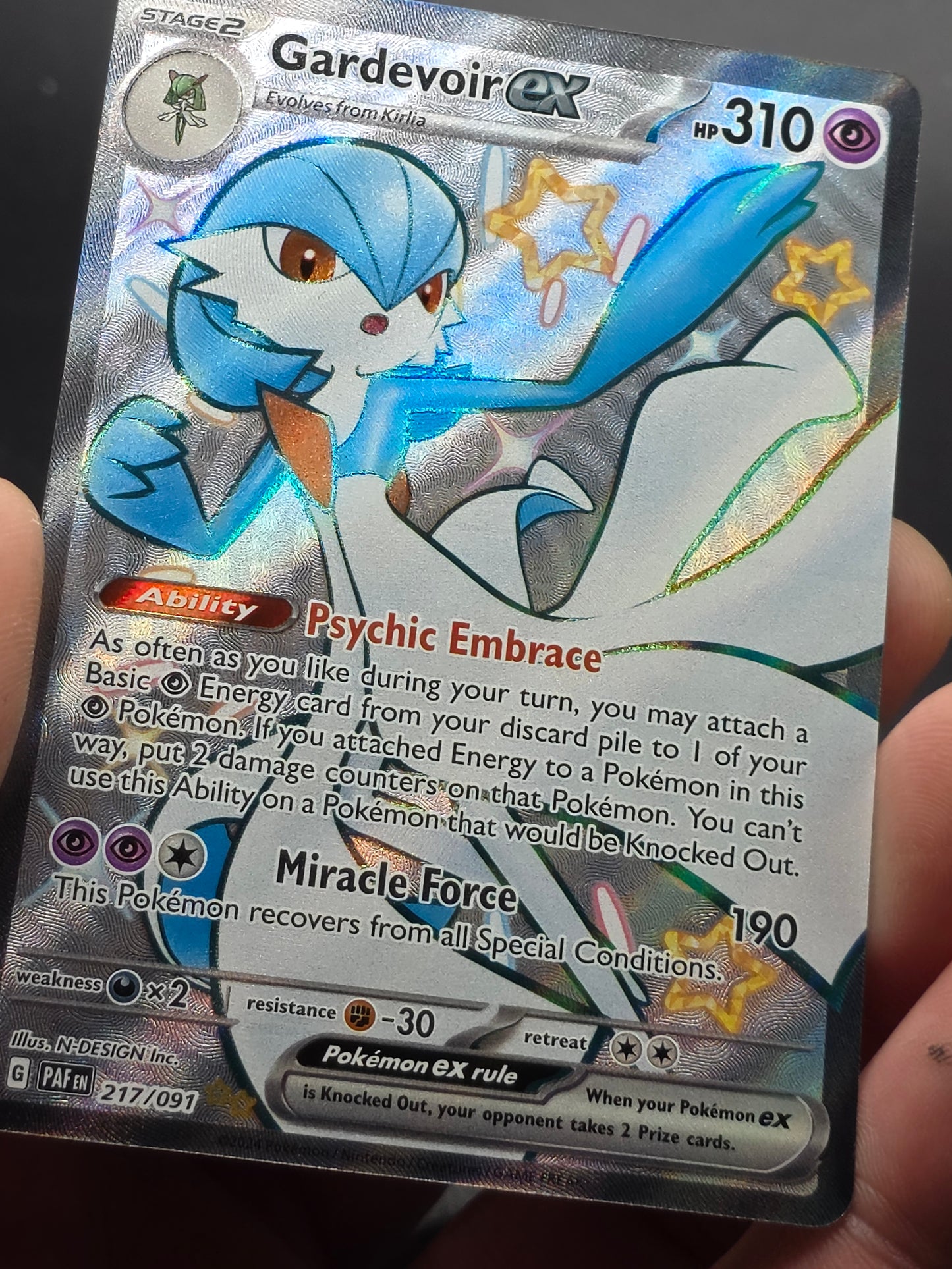 Gardevoir ex 217/091 Paldean Fates Ultra Rare Full Art Pokemon Card NM/M