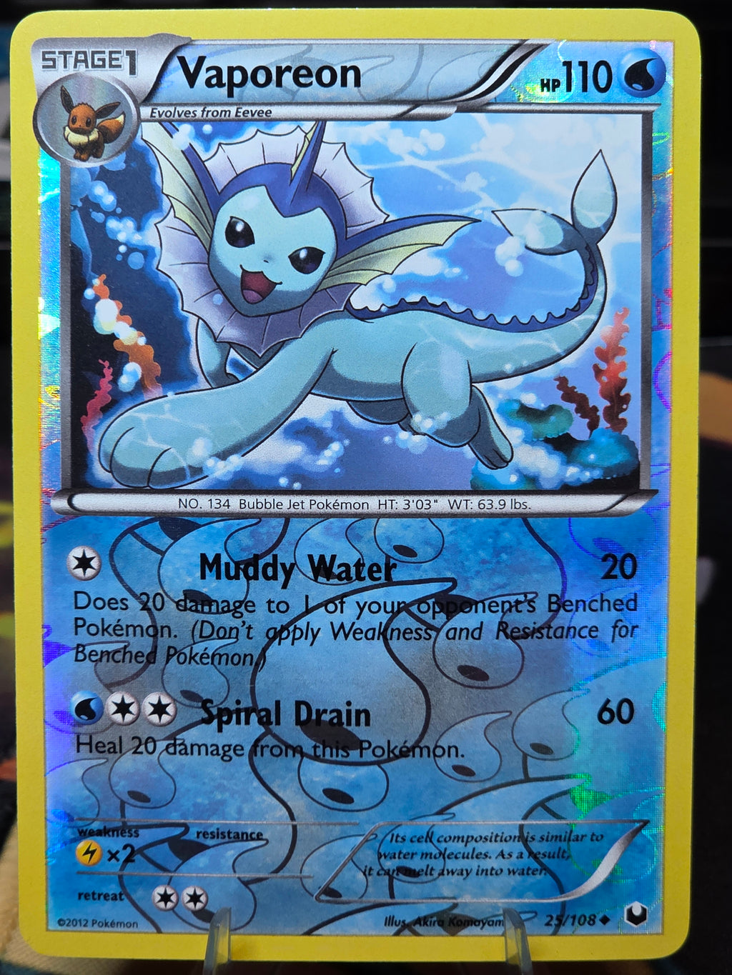 Vaporeon 25/108 Pokemon Dark Explorers Reverse Holo