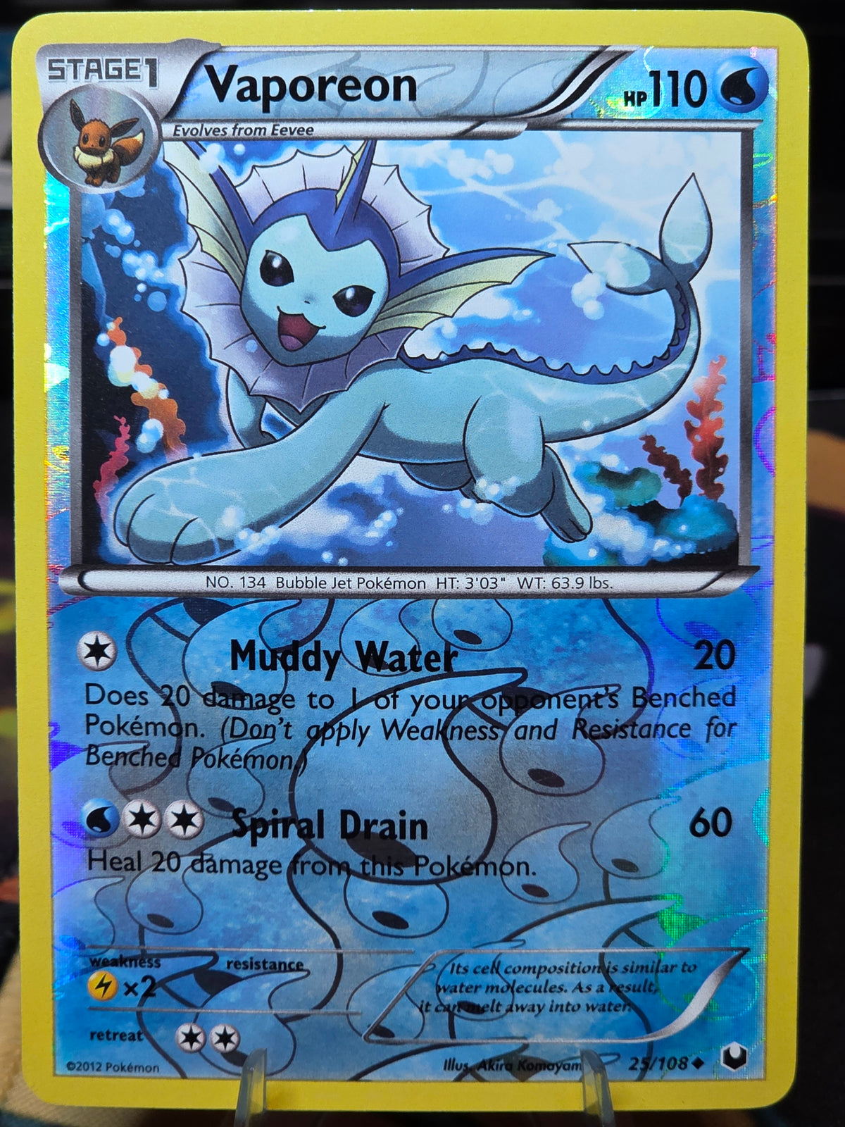 Vaporeon 25/108 Pokemon Dark Explorers Reverse Holo
