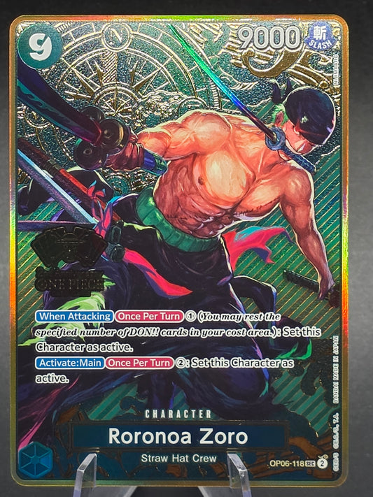 One Piece Roronoa Zoro SEC OP06-118 Card 2nd Anniversary NM Condition