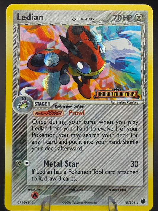 Ledian (Delta Species) 18/101 Dragon Frontiers Stamped Reverse Holo! NM
