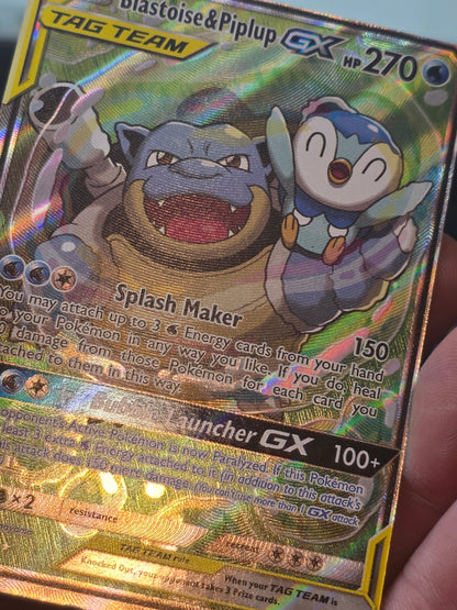 Blastoise & Piplup GX (Alternate Full Art) 215/236 Sm-Cosmic Eclipse Holo