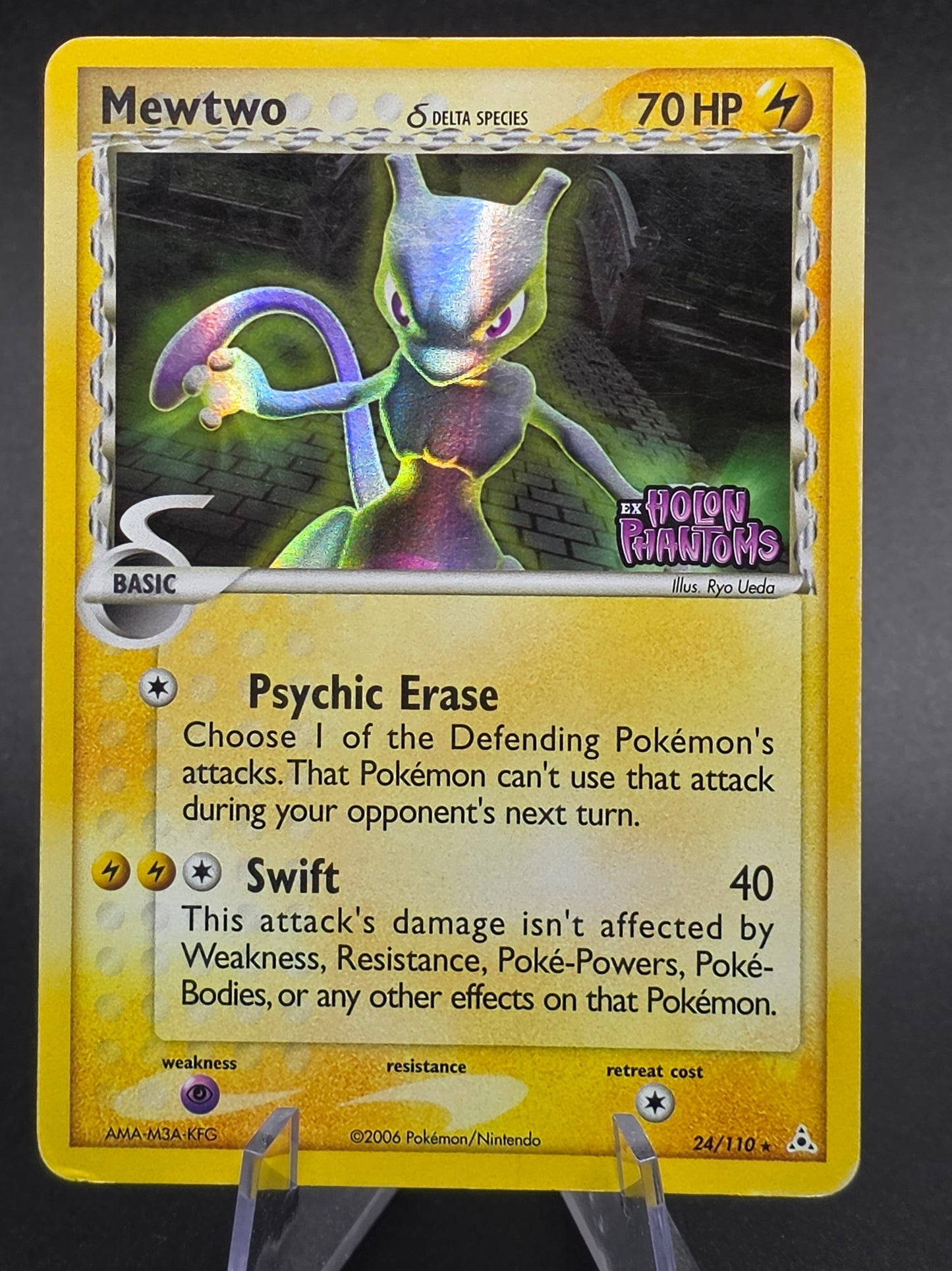 Mewtwo 24/110 Delta Species EX Holon Phantoms Holo Pokemon Stamped
