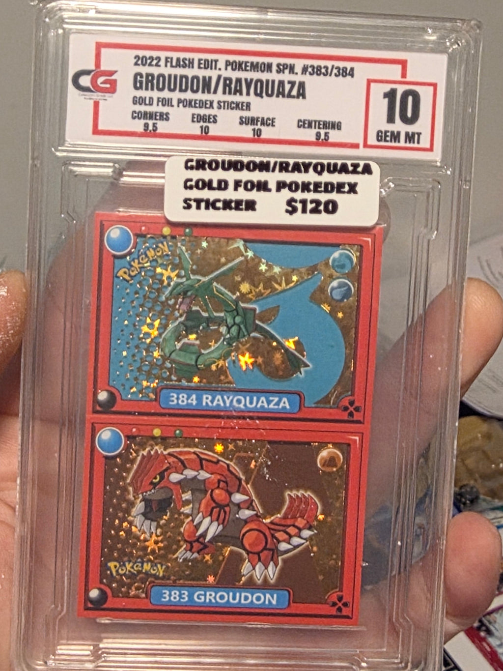 Pokémon 2022 Pokedex Vol 1 GOLD Rayquaza Groudon Holo CG 10 GEM MINT