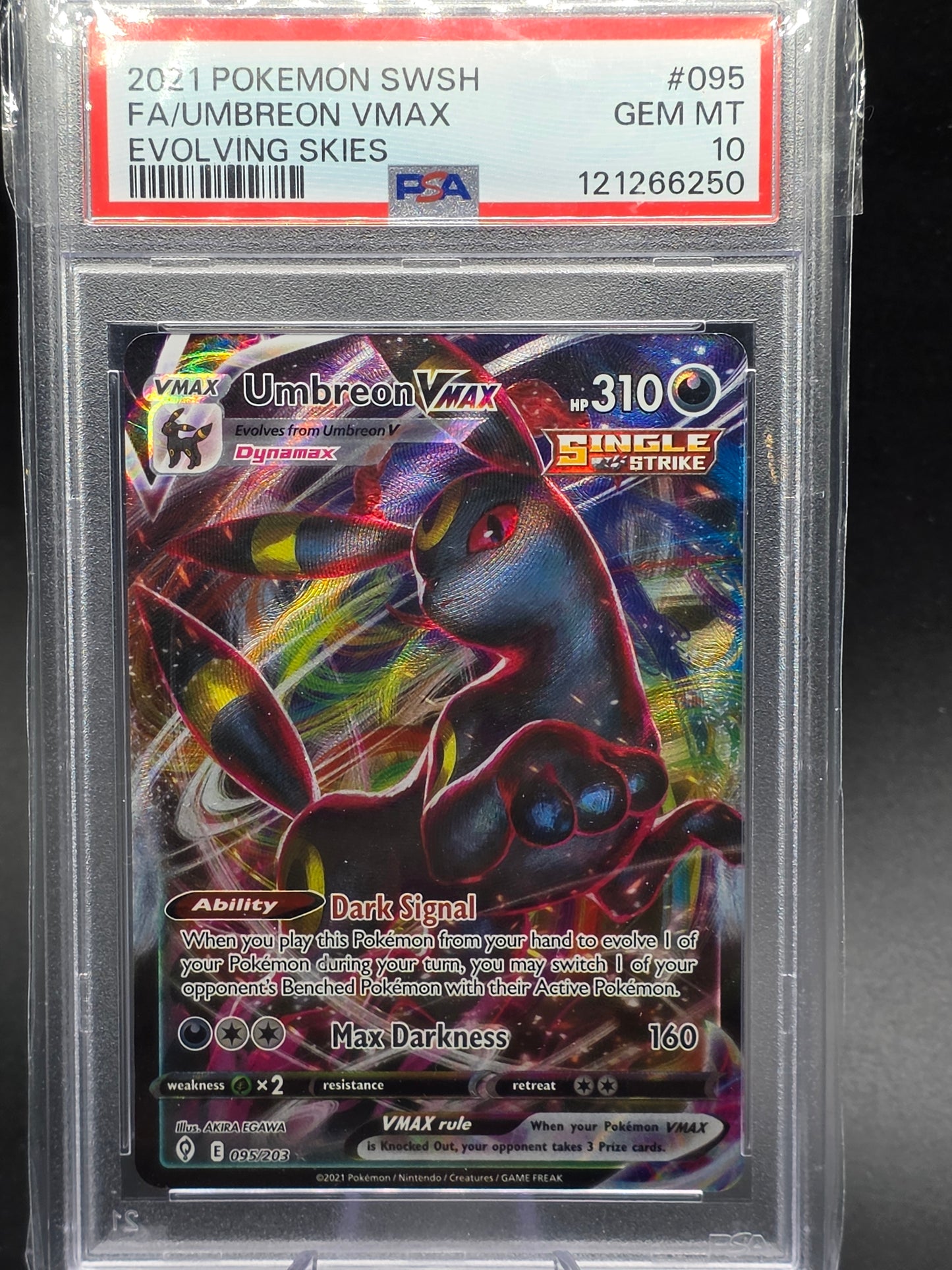 Umbreon VMAX 095/203 Pokemon SWSH Evolving Skies Full Art PSA 10 GEM MINT