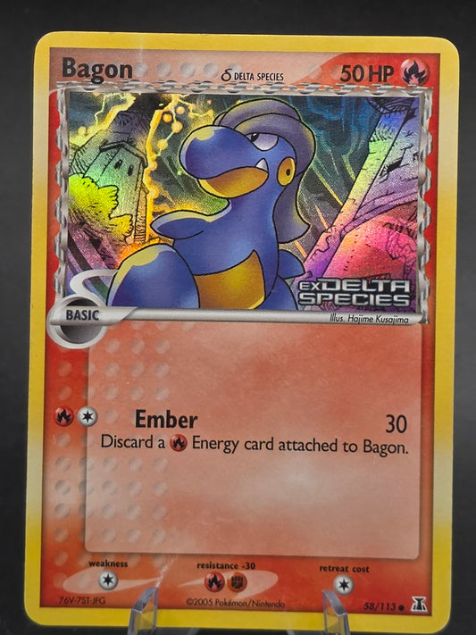 Pokemon Card Ex Delta Species Bagon 58/113 2005 Reverse Stamped Holo