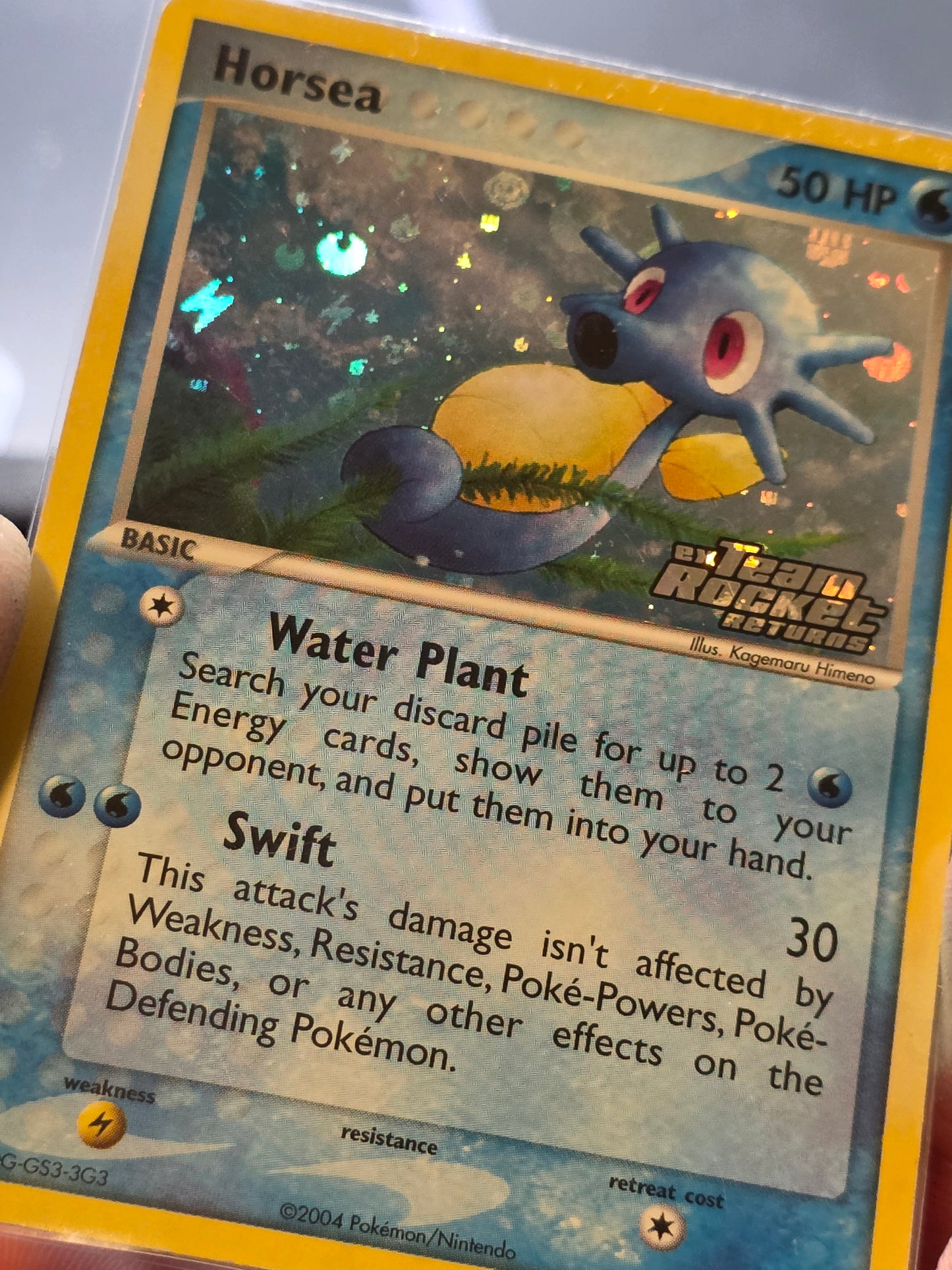 Horsea 58/109 Reverse Holo Pokemon Team Rocket Returns Stamp