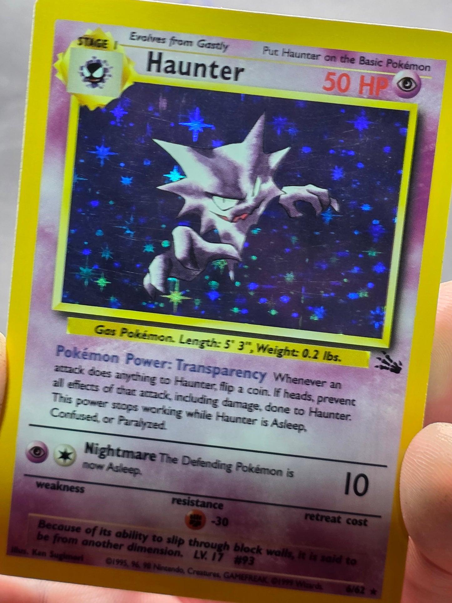 Haunter Holo 6/62 Fossil 1999 WOTC Vintage Pokémon Card LPmp