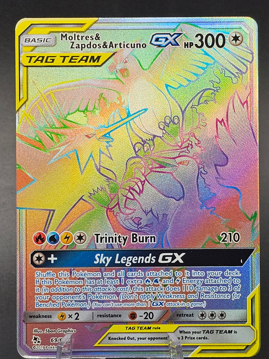 Moltres & Zapdos & Articuno Tag Team GX Hidden Fates 69/68 Holo Pokemon TCG NM