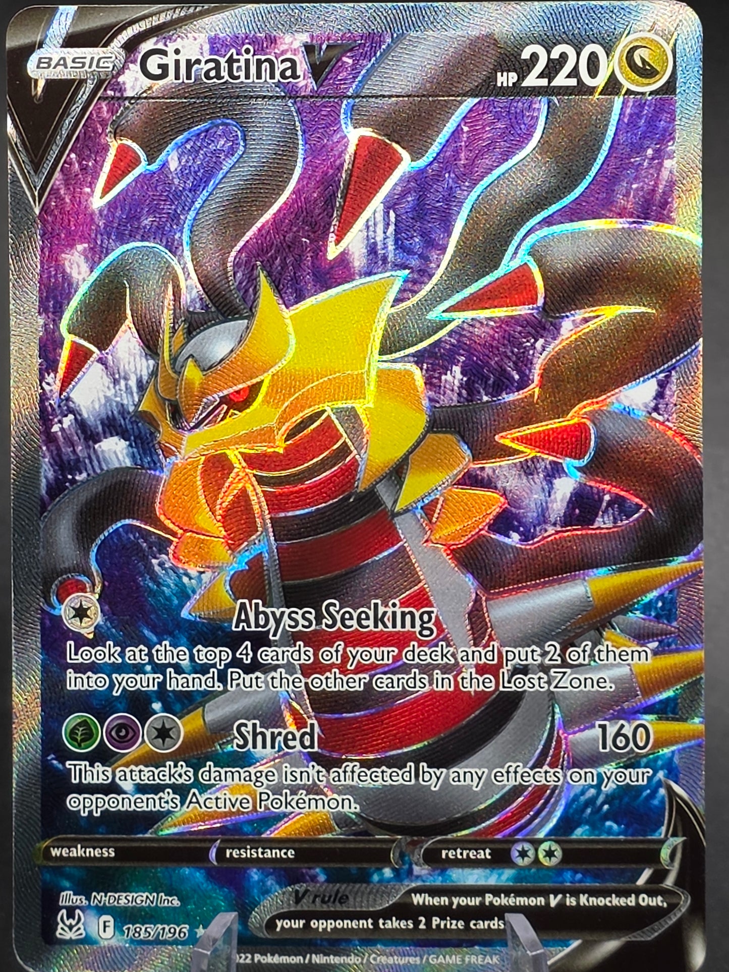 Pokémon Giratina V (Full Art) 185/196 Swsh11: Lost Origin Ultra Rare Holo NM