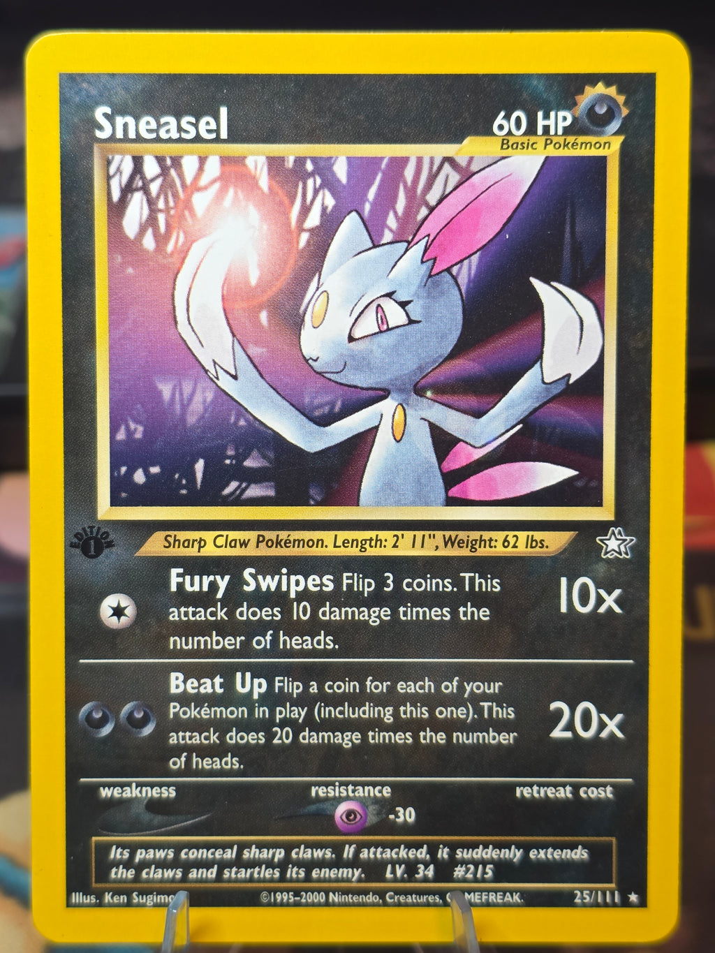 Sneasel 25/111 Rare Neo Genesis Pokemon 1st Edition Lightly Played