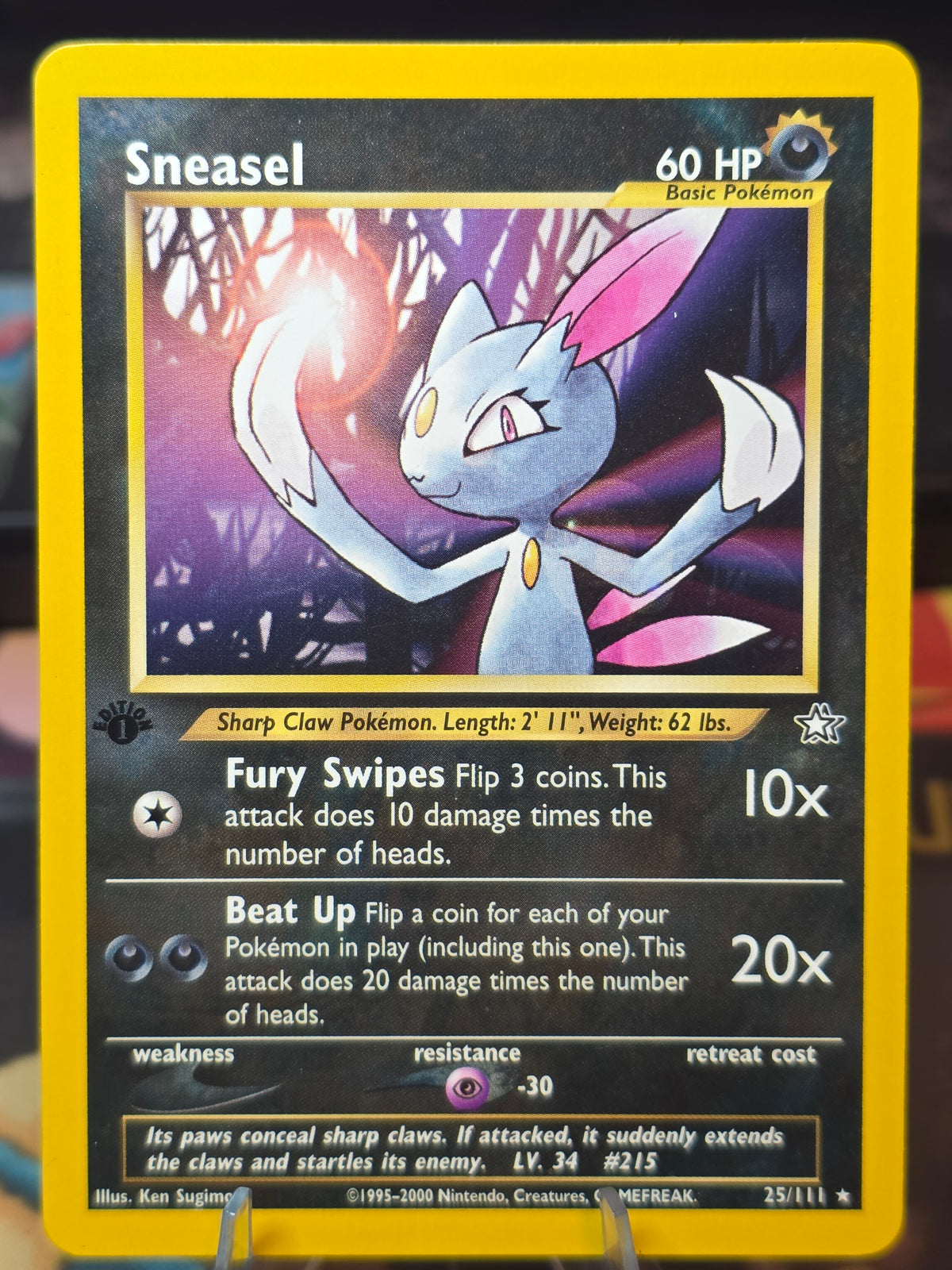 Sneasel 25/111 Rare Neo Genesis Pokemon 1st Edition Lightly Played