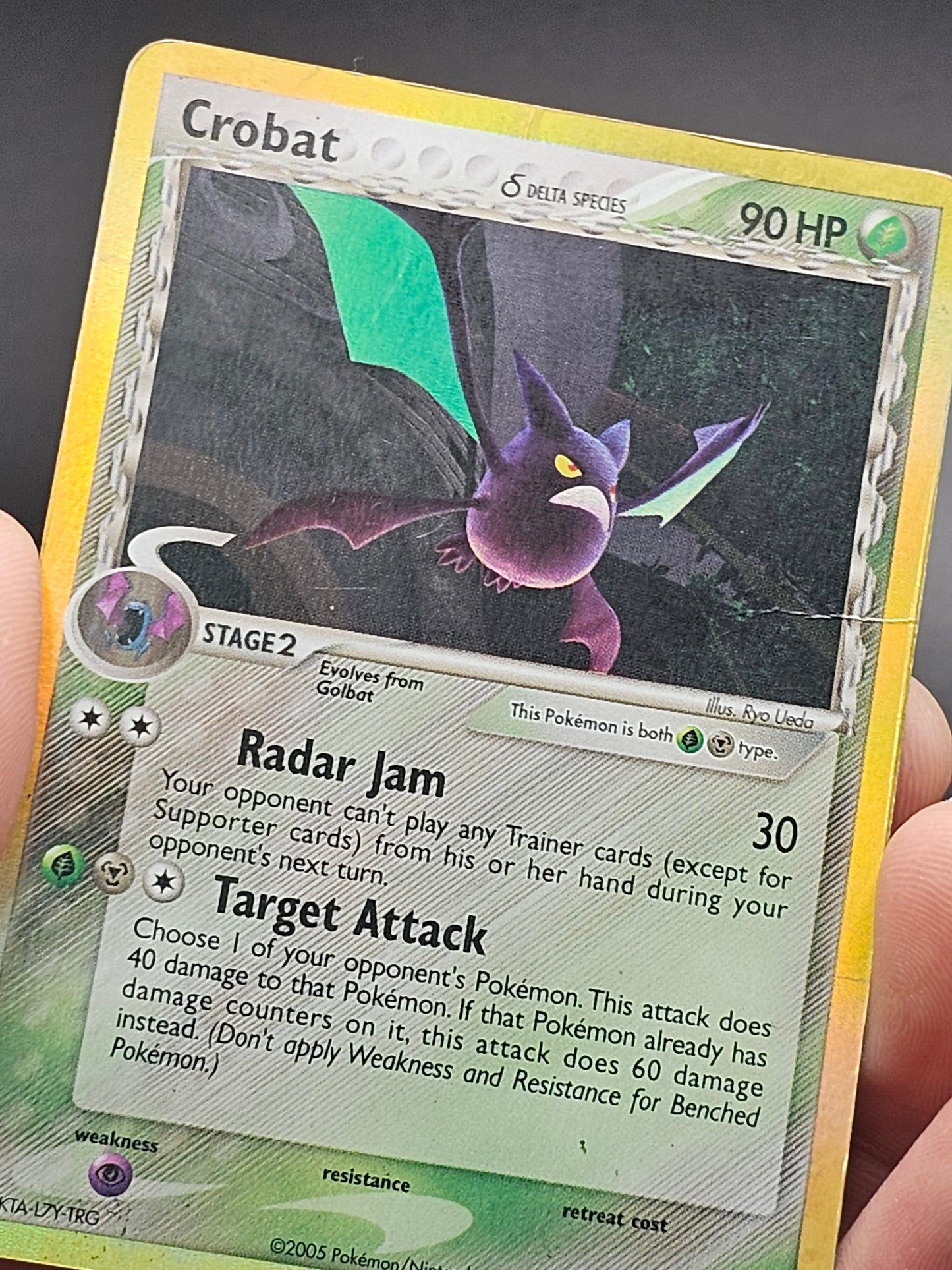 2005 Pokémon TCG Crobat (Delta) EX Delta Species 2/113 Holo Rare MP CREASE