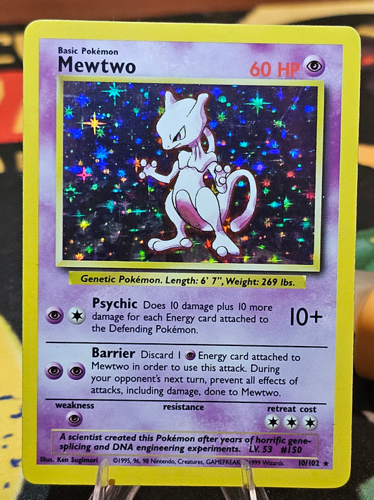 Mewtwo 10/102 Holo Rare Base Set Unlimited Pokemon MP