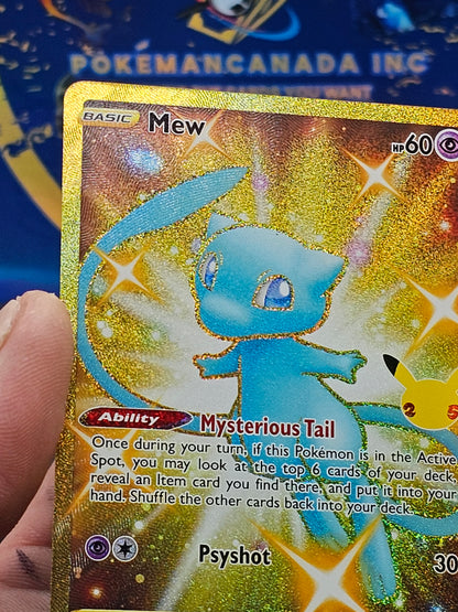 Pokemon TCG Mew 025 Celebrations 25th Anniversary Gold Holo Card Shiny Blue Mew