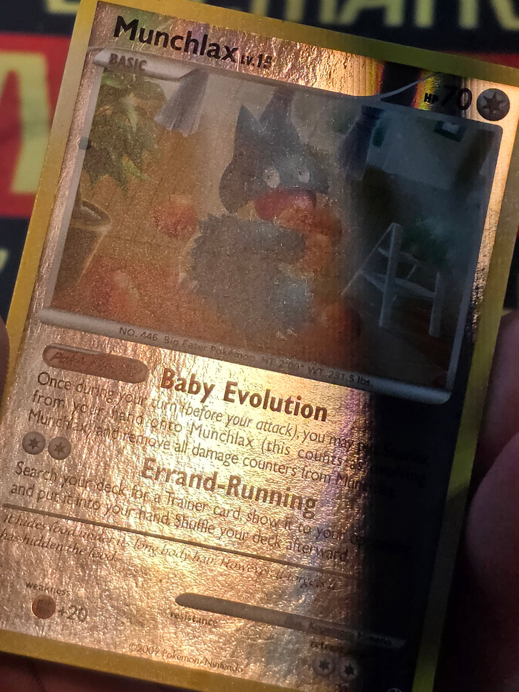 Vintage 2009 Nintendo Pokemon Munchlax 70/111 Rising Rivals Reverse Holo