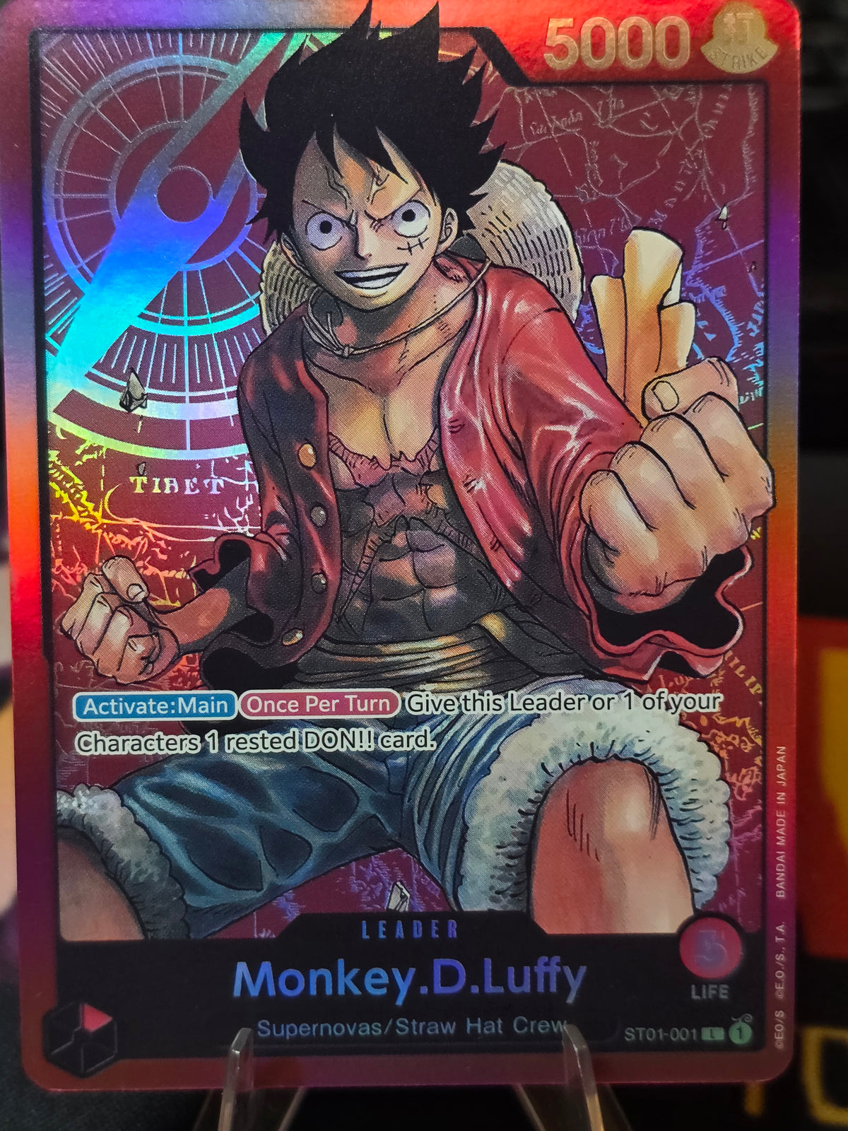 Monkey.D.Luffy 001 L Starter Deck 1 Straw Hat Crew ST01 001 NM PRE ERRATA