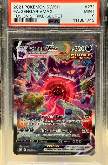 Gengar VMAX Alternate Art 271/264 Swsh08: Fusion Strike Holo *PSA 9