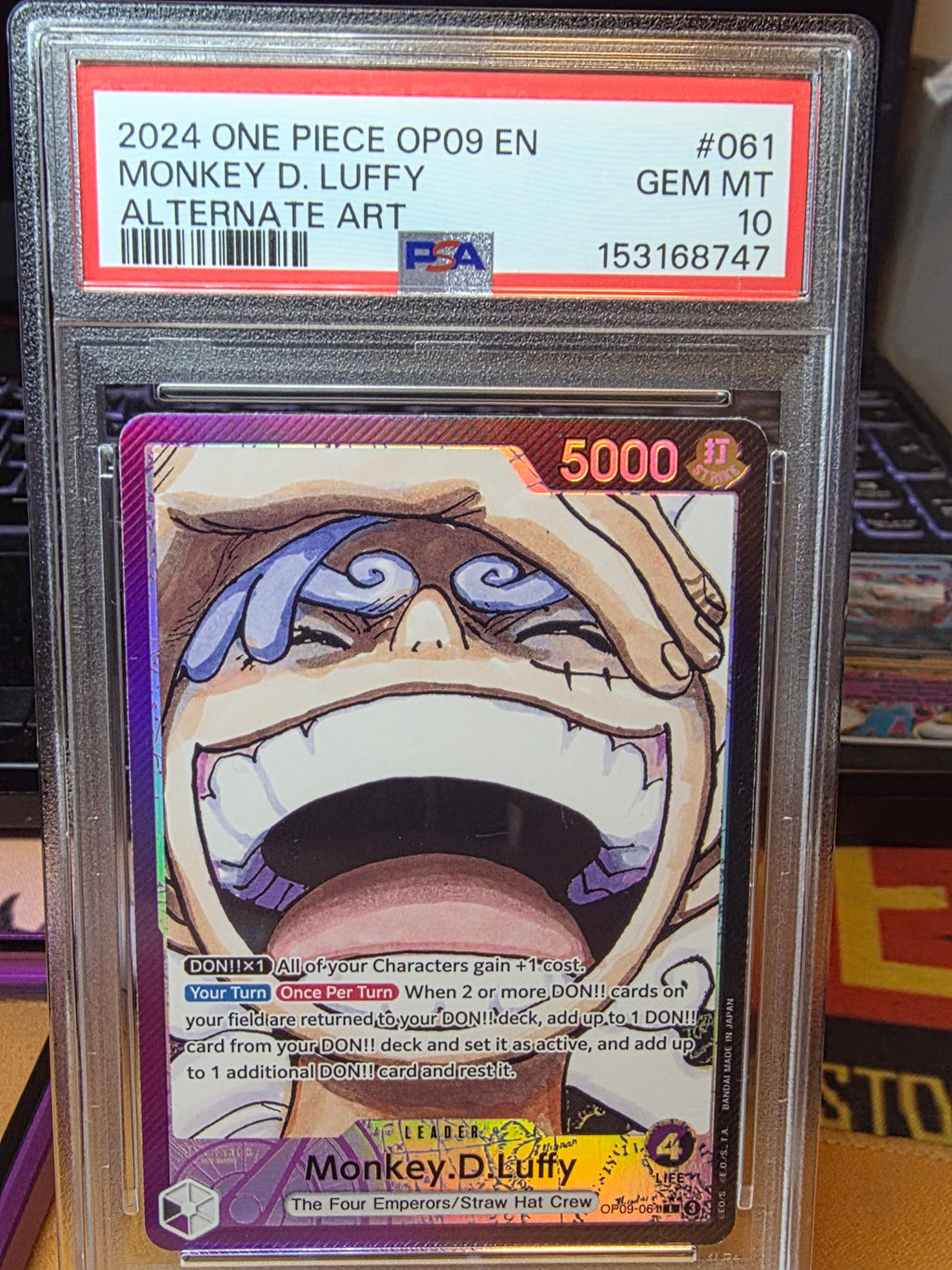 Monkey D. Luffy Emperors In The New World Op09-061 Alt Art PSA 10