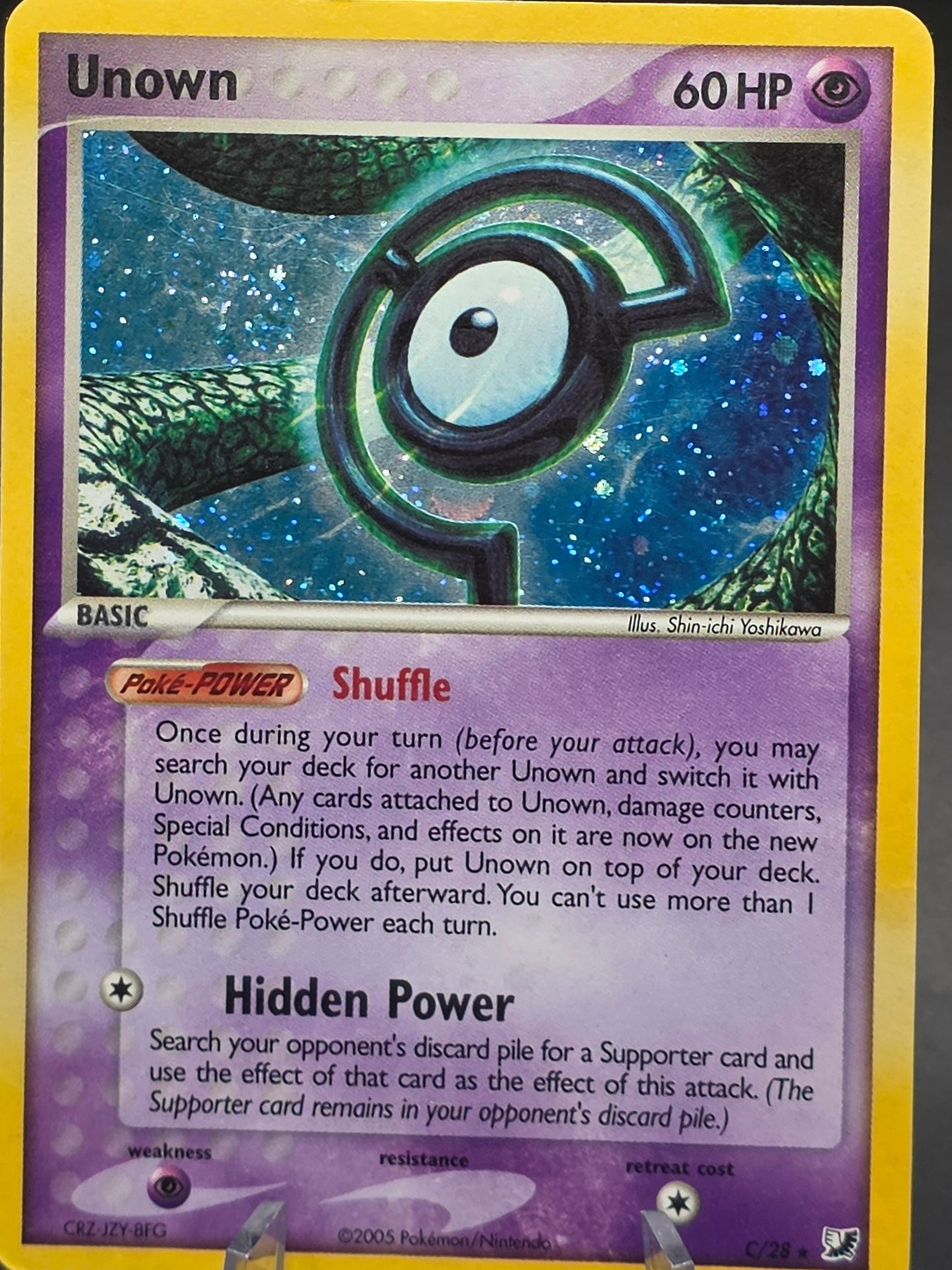 Unown C - C/28 - Pokemon Ex Unseen Forces Holo Card SWIRL  LPMP