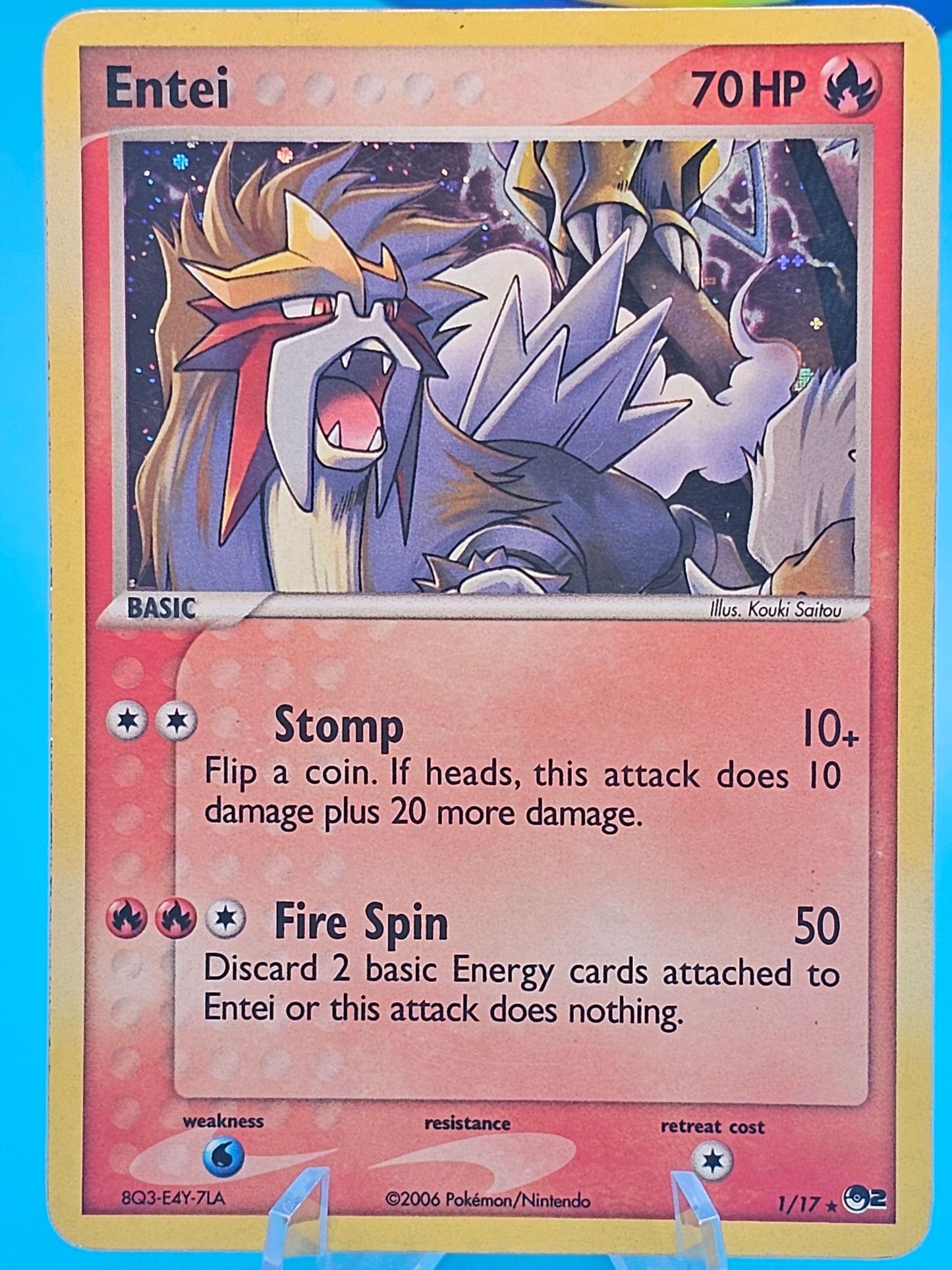 Entei 1/17 Pop Series 2 LP+ Holo Rare Pokemon Card Promo 2006
