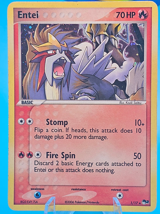 Entei 1/17 Pop Series 2 LP+ Holo Rare Pokemon Card Promo 2006