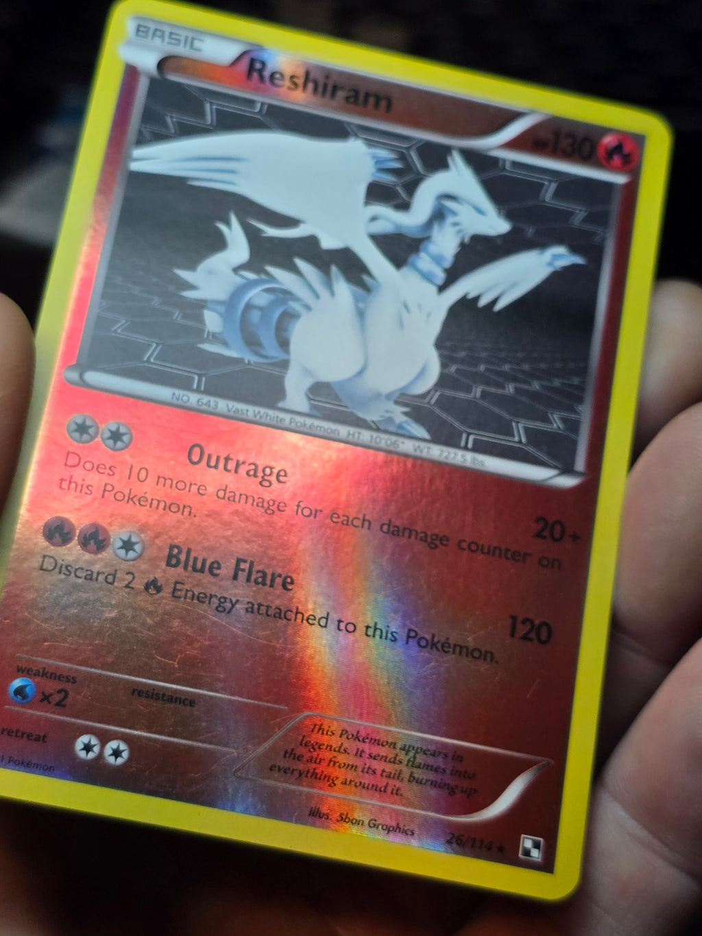 Reshiram [Reverse Holo] - 26 - Black & White - Pokemon Card