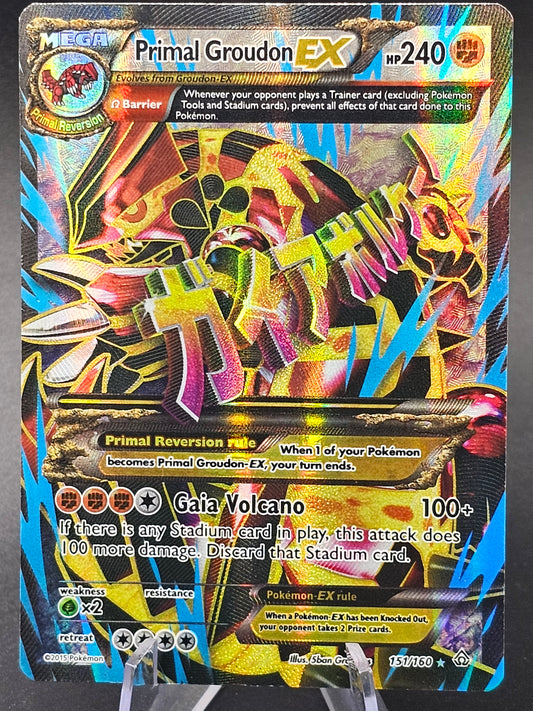 Pokemon Primal Groudon EX 151/160 Primal Clash Ultra Rare Full Art Holo LP/MP
