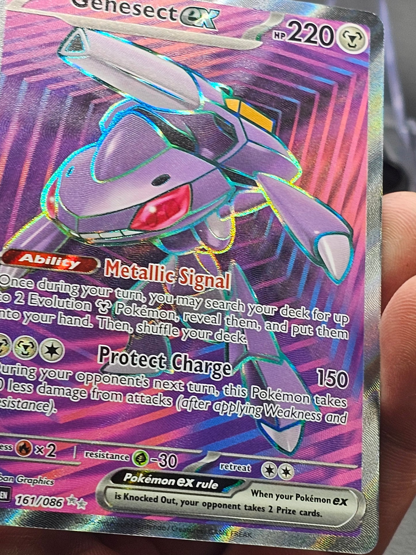POKEMON - GENESECT EX - 161/086 - FULL ART ULTRA RARE - S&V BLACK BOLT NM